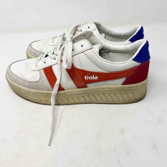 Gola Womens US 6 Grandslam Trident Sneaker White Hot Coral Marine Blue Lace Up - Picture 10 of 12